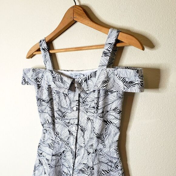 Just G. Cold Shoulder Black & White Fit & Flare Mini Dress - Picture 3 of 5